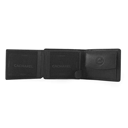 Cacharel Cartera con Monedero para Hombre en Piel (Negro)