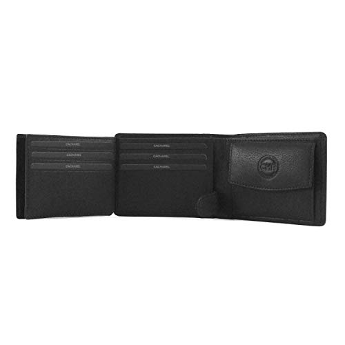 Cacharel Cartera con Monedero para Hombre en Piel (Negro)