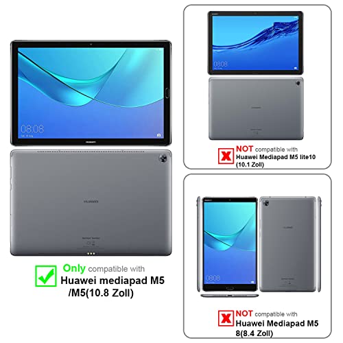 Cadorabo Funda Tableta para Huawei MediaPad M5 / M5 Pro (10.8" Zoll) in Negro SATÉN – Cubierta Proteccíon Bien Fina en Cuero Artificial en Estilo Libro con Auto Wake Up e Función de Suporte