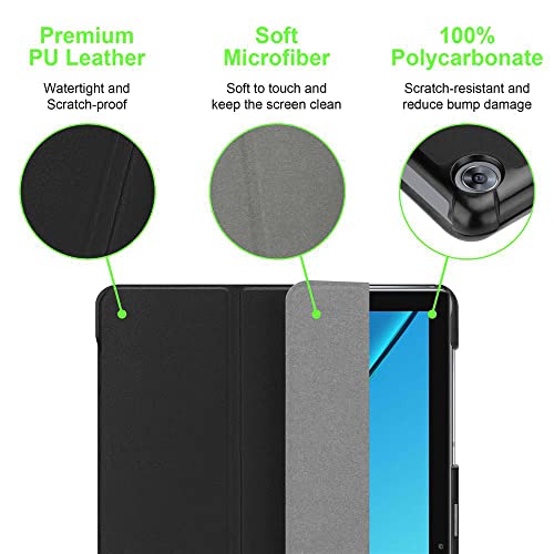 Cadorabo Funda Tableta para Huawei MediaPad M5 / M5 Pro (10.8" Zoll) in Negro SATÉN – Cubierta Proteccíon Bien Fina en Cuero Artificial en Estilo Libro con Auto Wake Up e Función de Suporte