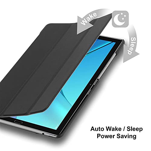 Cadorabo Funda Tableta para Huawei MediaPad M5 / M5 Pro (10.8" Zoll) in Negro SATÉN – Cubierta Proteccíon Bien Fina en Cuero Artificial en Estilo Libro con Auto Wake Up e Función de Suporte