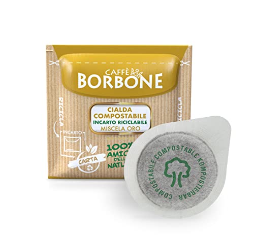 Caffè Borbone Café Monodosis Compostable, Envase Reciclable, Mezcla Oro - 100 bolsitas - Sistema ESE