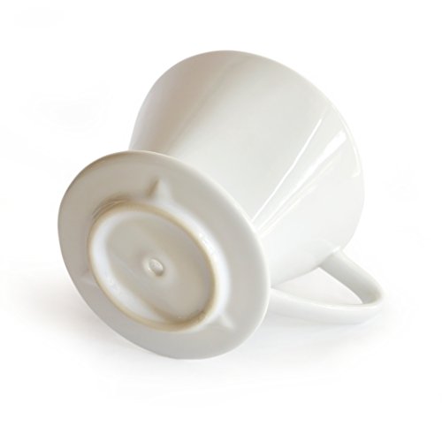 Caffé Italia - Filtro de café permanente, excelente sabor del café, filtro manual, accesorio de cerámica, tamaño 2, para 2-3 tazas, color blanco
