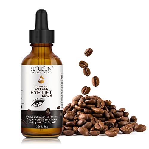 Caffeine Eye Serum, con EGCG, ácido hialurónico, suero para levantar los ojos con cafeína - Reduce la hinchazón, las ojeras, las arrugas y las líneas finas - 1 oz / 30 ml