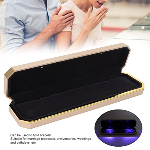 Caja de Almacenamiento de Joyas, Caja de Regalo de Pulsera Iluminada de Lujo, Luz Iluminadora Elegante para Propuestas de Matrimonio(oro)