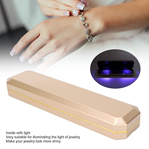 Caja de Almacenamiento de Joyas, Caja de Regalo de Pulsera Iluminada de Lujo, Luz Iluminadora Elegante para Propuestas de Matrimonio(oro)