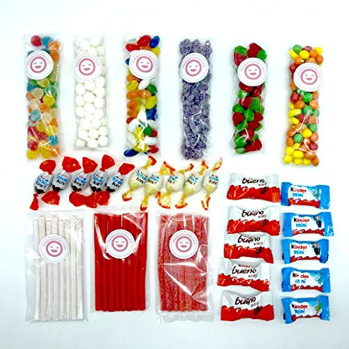 CAJA DE CHUCHES + CARAMELOS + CHOCOLATES KINDER DE MARCAS ORIGINALES (SURTIDO 900 GR)