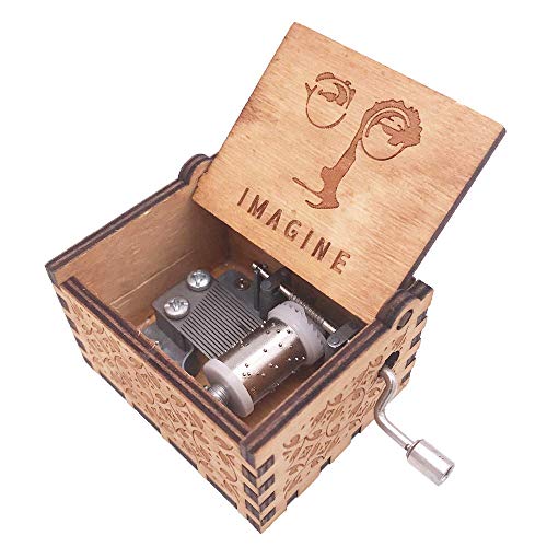 Caja de música Imagina por John Winston Lennon-18 Mecanismo Notas Antique Carved Music Box niños Amigos Jugar Imagine Music