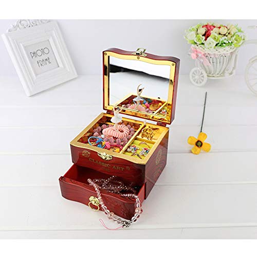 Caja de música Joyero musical de bailarina Joyero musical con princesa giratoria,caja de música de plástico para mujeres,niños,niñas,amigos cajas de música para niñas ( Color : Wine red package 1 )