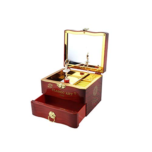 Caja de música Joyero musical de bailarina Joyero musical con princesa giratoria,caja de música de plástico para mujeres,niños,niñas,amigos cajas de música para niñas ( Color : Wine red package 1 )