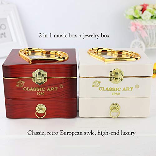 Caja de música Joyero musical de bailarina Joyero musical con princesa giratoria,caja de música de plástico para mujeres,niños,niñas,amigos cajas de música para niñas ( Color : Wine red package 1 )