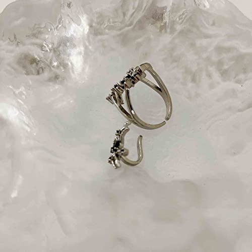 Cakunmik Niche Design Significado de Piedras Preciosas Negras insertada Anillo de Anillo de araña Abierta en la Personalidad de Moda