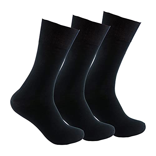 Calcetines ejecutivos de BAMBÚ (3 pares) sin goma y sin costuras, cómodos y transpirables. Calcetines ejecutivos de hilo de bambú para vestir muy ligeros, frescos y muy elegantes. (40-45, Negro)
