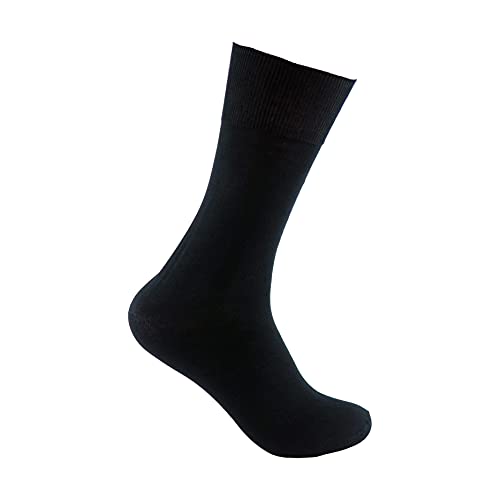 Calcetines ejecutivos de BAMBÚ (3 pares) sin goma y sin costuras, cómodos y transpirables. Calcetines ejecutivos de hilo de bambú para vestir muy ligeros, frescos y muy elegantes. (40-45, Negro)