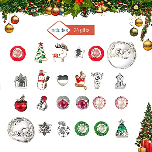 Calendario De Adviento, De Navidad 2021 Cuenta Atrás 24 Días Sorpresas Accesorios Kit, Abalorios Para Hacer Pulseras, DIY Kit Para Hacer Pulseras, Pulsera Mujer, Joyería Regalo Para Niñas