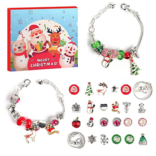 Calendario De Adviento, De Navidad 2021 Cuenta Atrás 24 Días Sorpresas Accesorios Kit, Abalorios Para Hacer Pulseras, DIY Kit Para Hacer Pulseras, Pulsera Mujer, Joyería Regalo Para Niñas