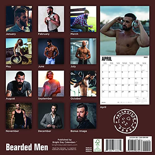 Calendario de pared para hombre barbudo 2022 por Bright Day, 30,5 x 30,5 cm, Hot Sexy Pinup Lumberjack Manly