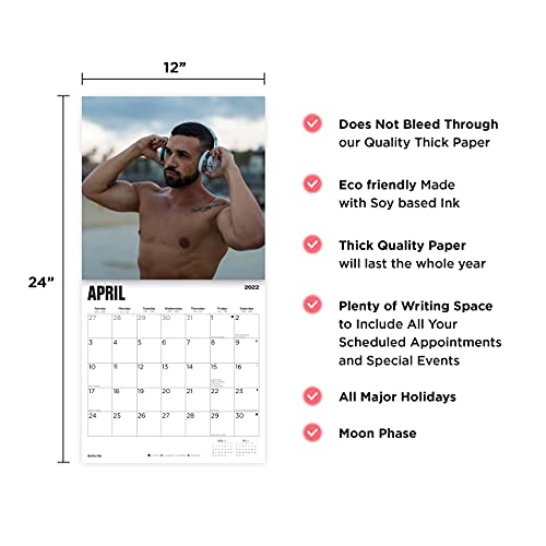 Calendario de pared para hombre barbudo 2022 por Bright Day, 30,5 x 30,5 cm, Hot Sexy Pinup Lumberjack Manly