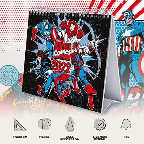 Calendario escritorio Deluxe 2022 Marvel Comics - Calendario 2022 sobremesa - Calendario 2022 Marvel │ Calendario superhéroes - Calendario mesa 2022 - Calendario anual - Producto con licencia oficial