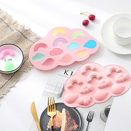 CaLeQi Juego de moldes de silicona de grado alimenticio con diseño de unicornio y nubes de arco iris para chocolate, dulces, pasteles, jabón, hornear, gelatina, galletas, cubitos de hielo