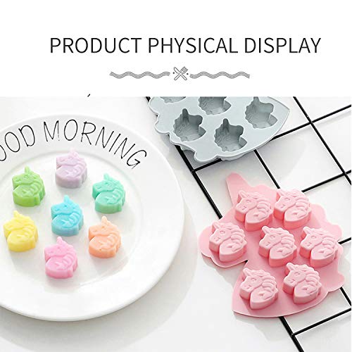 CaLeQi Juego de moldes de silicona de grado alimenticio con diseño de unicornio y nubes de arco iris para chocolate, dulces, pasteles, jabón, hornear, gelatina, galletas, cubitos de hielo