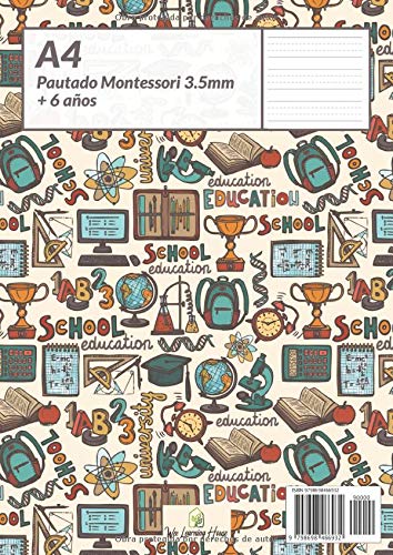 Caligrafía Pauta Montessori 3.5mm: Libreta Pautada - Cuaderno Pauta Montessori - Cuaderno Caligrafía Niños - A4 Collage Cole (Caligrafía Montessori)