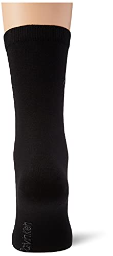 Calvin Klein Flat Knit Women's Crew-Calcetines de Punto para Mujer (2 Unidades) clásicos, Negro, Talla única