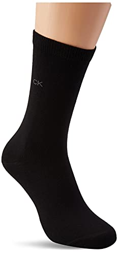 Calvin Klein Flat Knit Women's Crew-Calcetines de Punto para Mujer (2 Unidades) clásicos, Negro, Talla única