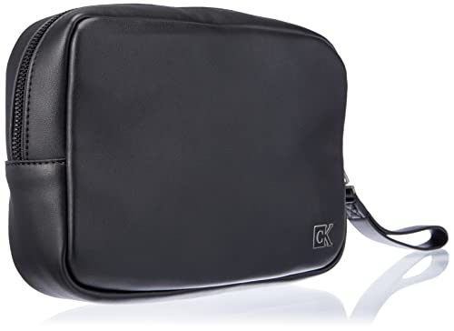 Calvin Klein Jeans Plaque Small Pouch, Accesorio de Viaje-Billetera Plegable Triple para Hombre, Schwarz, Talla única