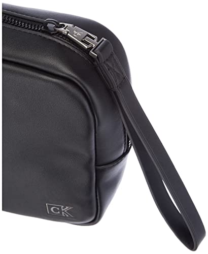Calvin Klein Jeans Plaque Small Pouch, Accesorio de Viaje-Billetera Plegable Triple para Hombre, Schwarz, Talla única
