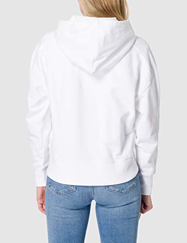 Calvin Klein Jeans Sudadera con Capucha Micro Branding Suéter, Bright White, L para Mujer