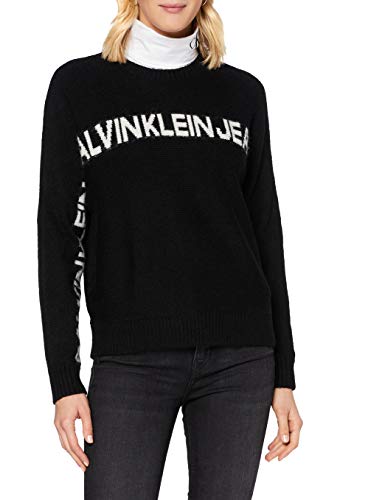 Calvin Klein Logo Banana Sweater Suéter, CK Black, M para Mujer