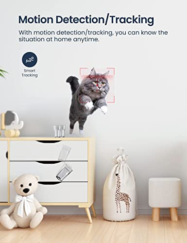 Cámara Vigilancia WiFi Interior GNCC P1 1080P Vigilabebes con Camara 360°PTZ Visión Nocturna,Audio Bidirectional,Seguimiento de Movimiento y Sonido Alerta Compatible con Alexa (Manual Arriba y Abajo)