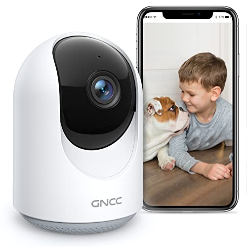 Cámara Vigilancia WiFi Interior GNCC P1 1080P Vigilabebes con Camara 360°PTZ Visión Nocturna,Audio Bidirectional,Seguimiento de Movimiento y Sonido Alerta Compatible con Alexa (Manual Arriba y Abajo)