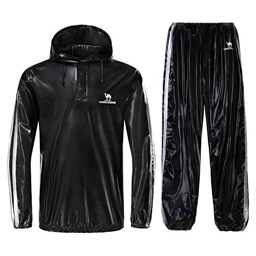 CAMEL CROWN Trajes de Sudoración para Fitness de Hombre Trajes de Sauna Traje de Pérdida de Peso con Capucha para Deportes Correr Yoga Gimnasio