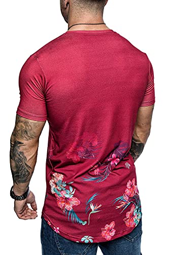 Camisa Deportiva Hombre Delgado Transpirable Liviano Casual Estampado Moda Manga Corta Hombre Tshirt Verano Cuello Redondo Ropa De Calle Hombre Fitness Correr Hombre Camiseta D-Red S
