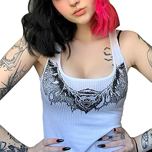 Camiseta De Manga Corta T-Shirt Nuevas Camisetas Sin Mangas Sexis Para Mujer, Con Estampado De Estilo Gótico Punk, Ajustado, Club, Para Mujer, Top Corto Informal, Ropa De Calle, Camiseta Para Muj