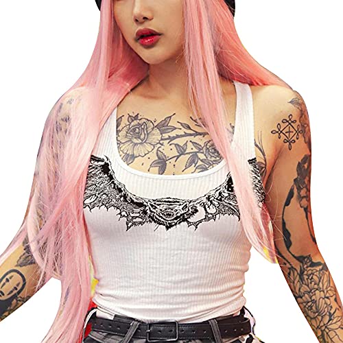 Camiseta De Manga Corta T-Shirt Nuevas Camisetas Sin Mangas Sexis Para Mujer, Con Estampado De Estilo Gótico Punk, Ajustado, Club, Para Mujer, Top Corto Informal, Ropa De Calle, Camiseta Para Muj