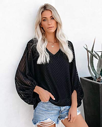 Camiseta de Manga Larga con Cuello en v para Mujer Túnica Tops Blusa Camisas Pullover Casual Túnica Tops Sudaderas
