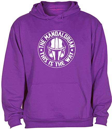 Camisetas EGB Sudadera Adulto/Niño The Mandalorian This Is The Way ochenteras 80´s Retro (Morado, L)