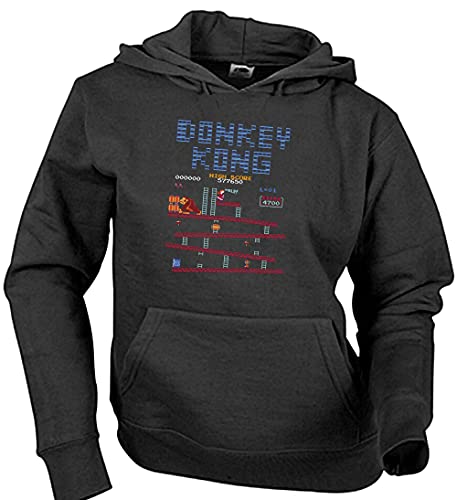 Camisetas EGB Sudadera Donkey Kong ochenteras 80´s Retro (Negro, S)