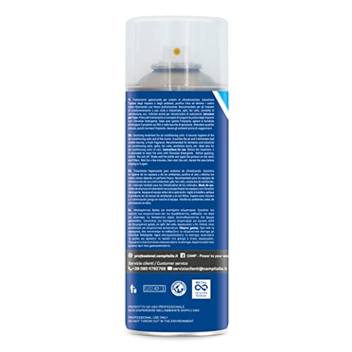 CAMP CLIMASAN Spray Higienizante para Sistemas de Aire Acondicionado, para el hogar y el automóvil, purifica el aire y neutraliza los malos olores, 400 ml