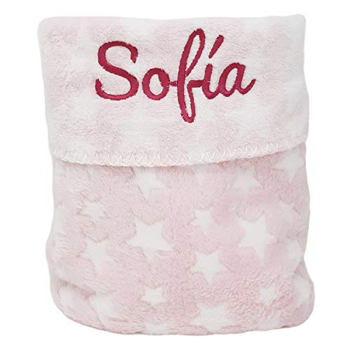 Canastilla Personalizada de Recién Nacido - Soft and Happy de Mababy - Manta y Dou dou Conejito Personalizados con el nombre del Bebé y Set de higiene para Bebés - Cesta Regalo Bebé. (Rosa)