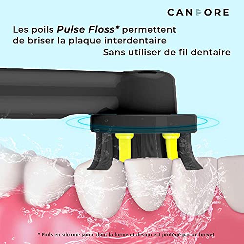 Candore Cabezales Pulse One Negro Carbon Infused - Lote 4 - 100% Reciclable, Acción Interdental, Recambios Compatible Con Oral-b