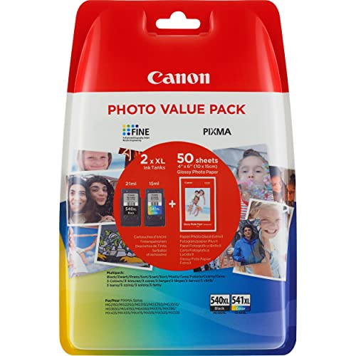 Canon PG-540XL+CL-541XL Cartuchos tinta BK+Tricolor XL para Impresora Inyeccion Pixma MG2150-2155-2250-2255-3150/55-3250/55-3550-3650-3650S-4150-4250-MX375-395-435-455-475-515-525-535S-TS5150-5151