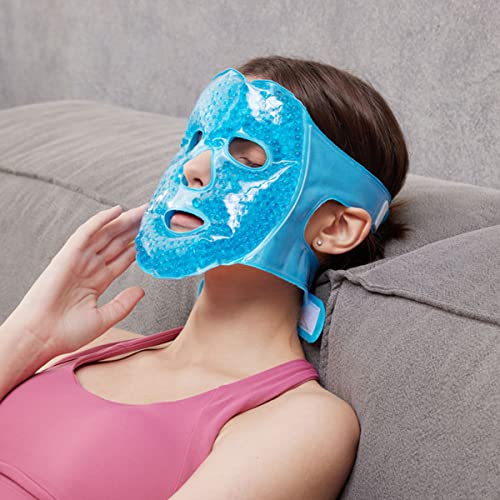 CAOREMA Mascarilla de Gel Frío Anti Ojeras | Antifaz para Dormir y Descansar | Máscara Antifaz Gel Frío y Calor Relajante para Rostro | Máscara Facial de Gel | Máscara de Frío Reductora de Poros