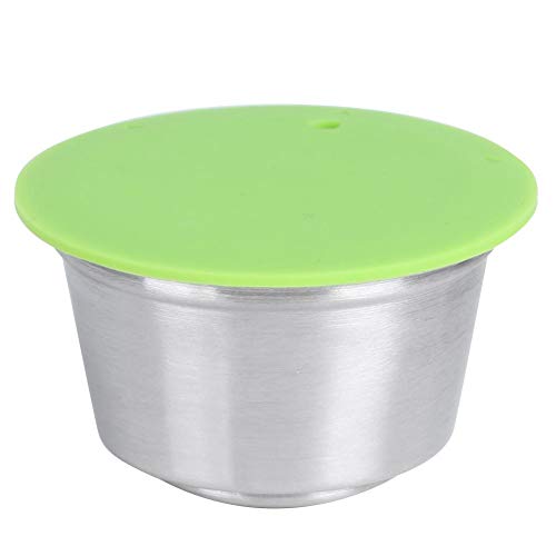 Cápsulas reutilizables de acero inoxidable Cápsulas de café crema recargables Cápsulas Taza apta para cafetera Dolce Gusto(Verde)