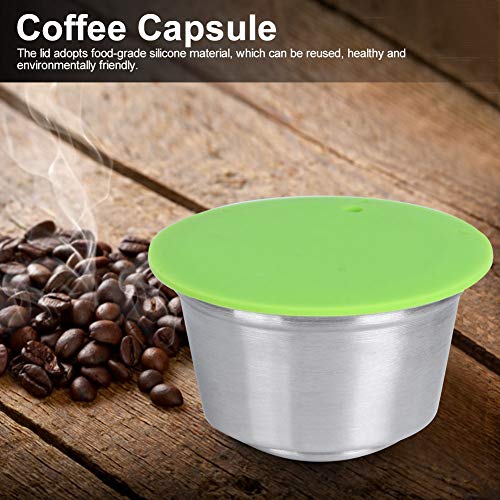 Cápsulas reutilizables de acero inoxidable Cápsulas de café crema recargables Cápsulas Taza apta para cafetera Dolce Gusto(Verde)