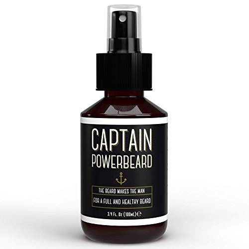 Captain Powerbeard Spray con Aceite Barba Hombre - Aceite para Barba Hombre, Spray con Aceite de Germen de Trigo, Aceite de Lavanda y Aceite de Romero - Cuidado Barba Hombre, Crecimiento Barba, 100ml