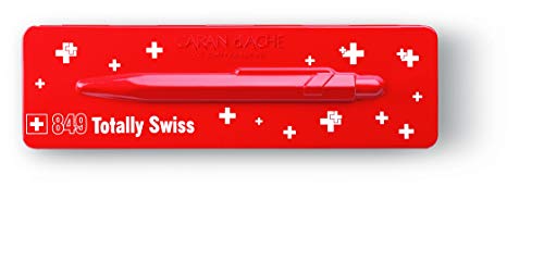 Caran d'Ache Totally Swiss - Bolígrafo metálico con funda (diseño con la bandera suiza)